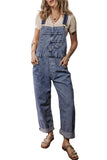 Mineral Wash Blue Straight Leg Denim Overalls