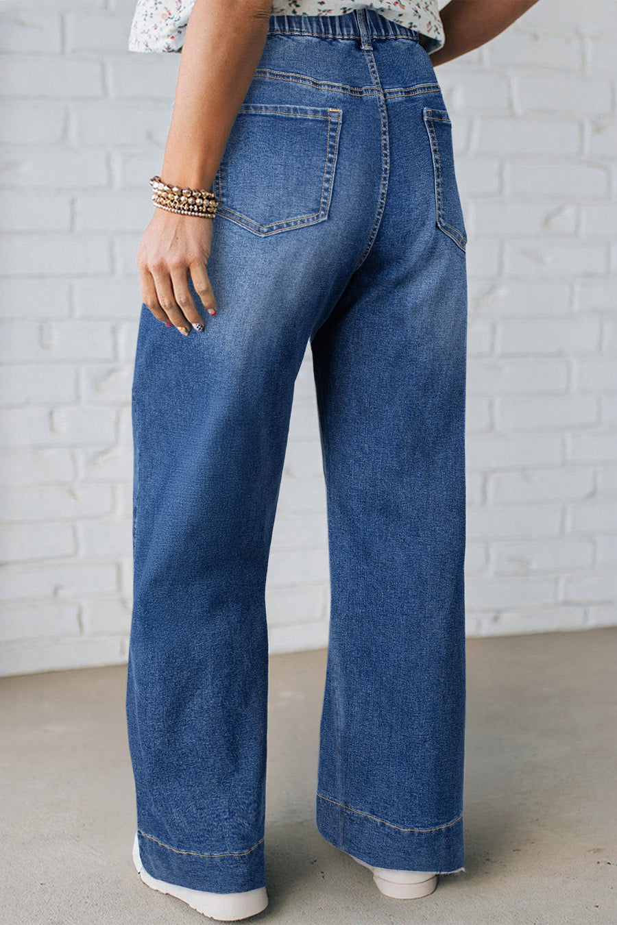 Plus Size Acid Wash Lace-Up Jeans- 4 Colors
