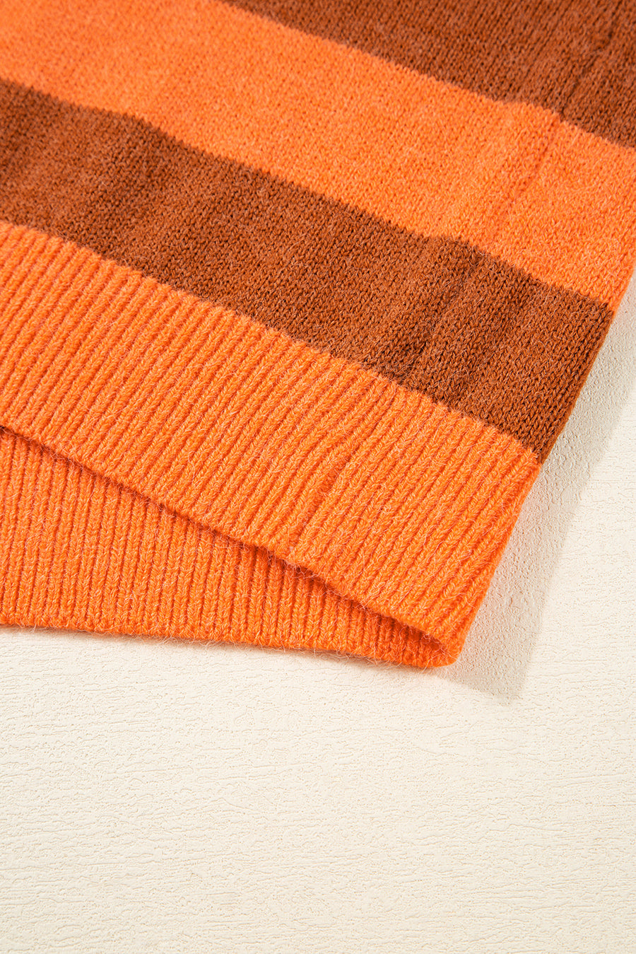 Orange Multi Color Block High Neck Drop Shoulder Sweater