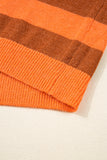 Orange Multi Color Block High Neck Drop Shoulder Sweater