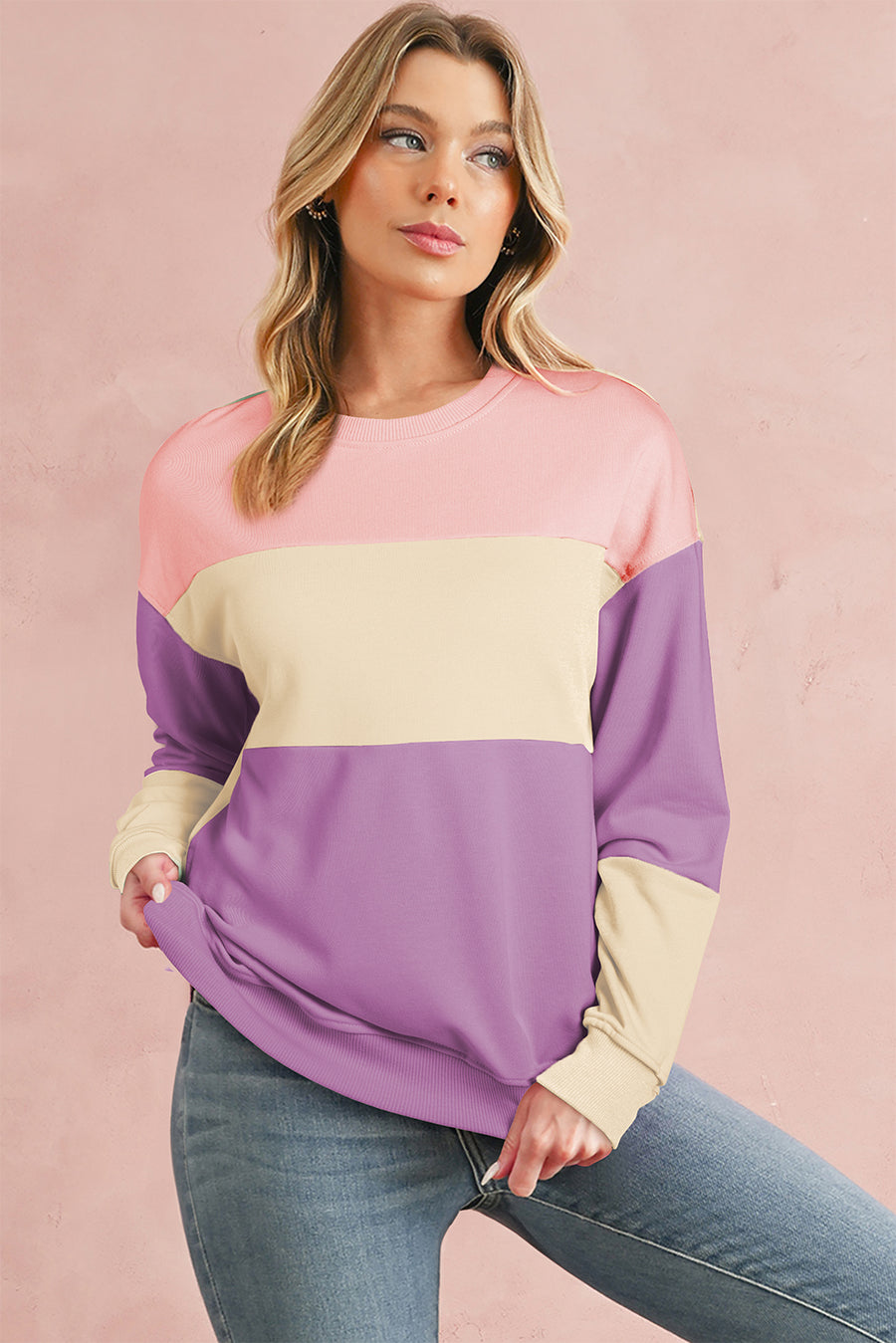 Color Block Drop Shoulder Sweatshirt- 4 Colors