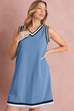 Contrast Trim V-Neck Sleeveless Mini Dress- 2 Colors