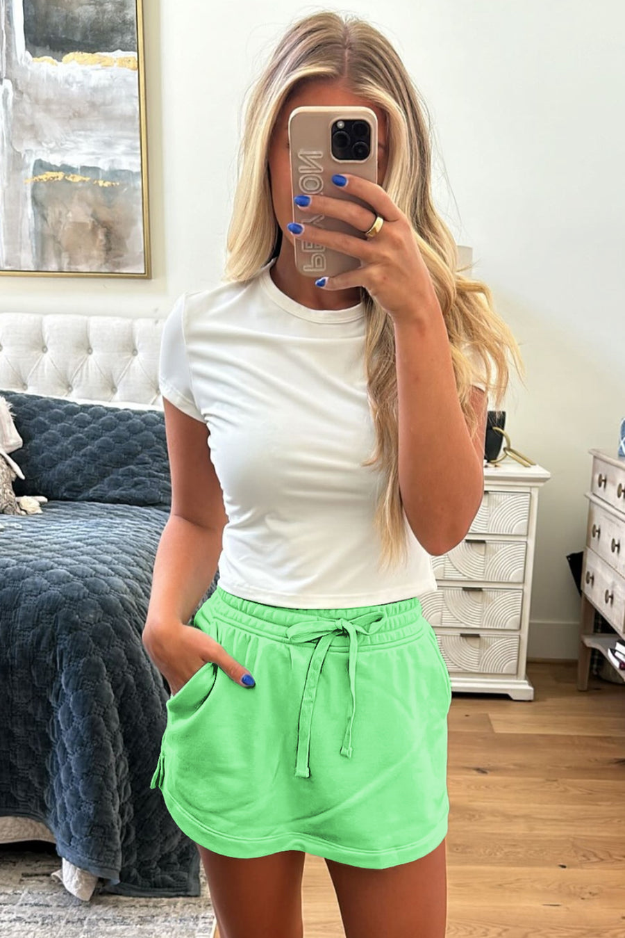 French Terry Drawstring Skort with Pockets- 3 Colors
