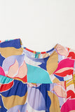 Abstract Print Flutter Sleeve Tiered Mini Dress