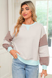 Color Block Patchwork Striped Sleeve Sweatshirt- 3 Colors