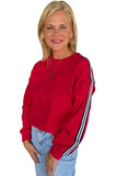 Red Striped Arm Tape Crew Neck Sweatshirt