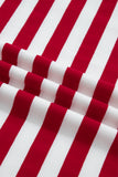 Red and White Striped Crew Neck T-Shirt