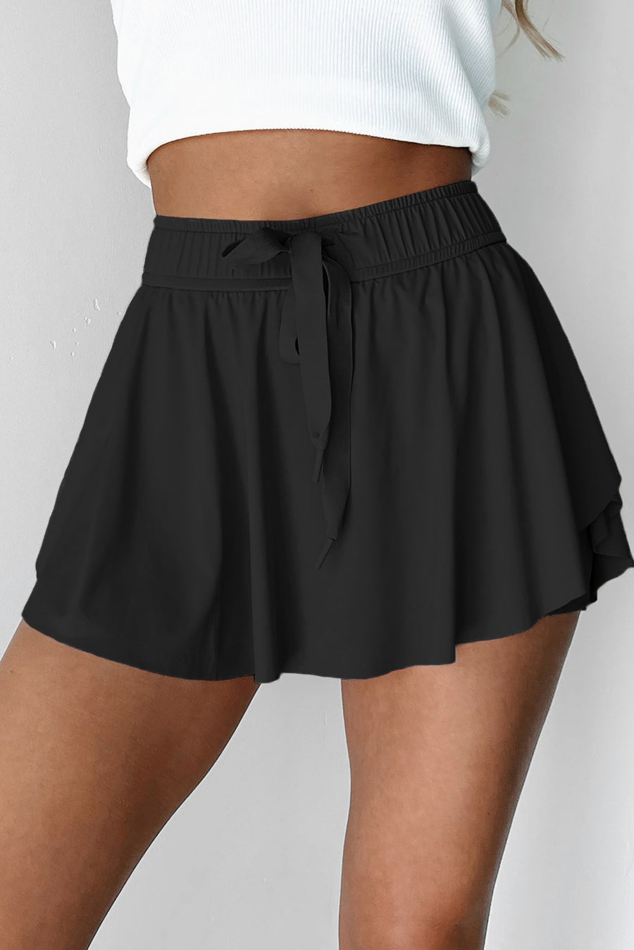 Ribbon Drawstring High-Waist Lined Tennis Skort- 6 Colors