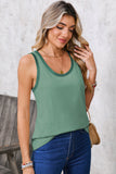 Contrast Trim Crew Neck Tank Top- 2 Colors