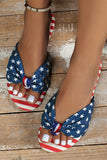 Stars and Stripes Bow Knot Flat Sandals
