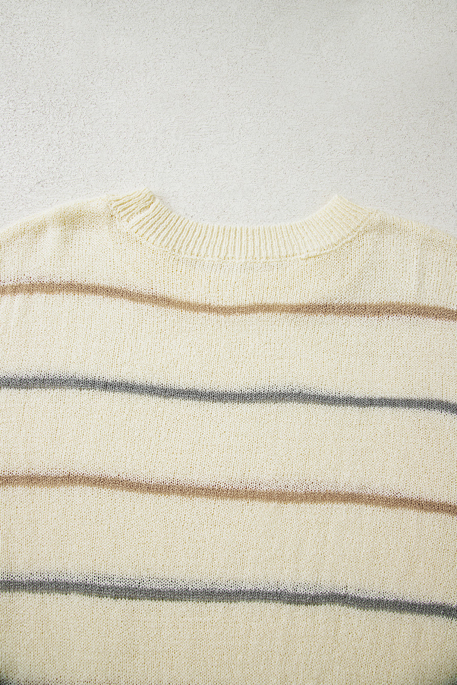 Striped Ribbed Edge Drop Shoulder Sweater- 2 Colors