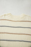 Striped Ribbed Edge Drop Shoulder Sweater- 2 Colors