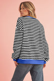 Striped Contrast Trim Oversized Sweatshirt- 4 Colors