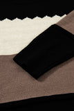 Color Block Crew Neck Drop Shoulder Scallop Detail Sweater- 3 Colors