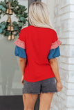 Stars and Stripes Contrast Puff Sleeve Top- 2 Colors
