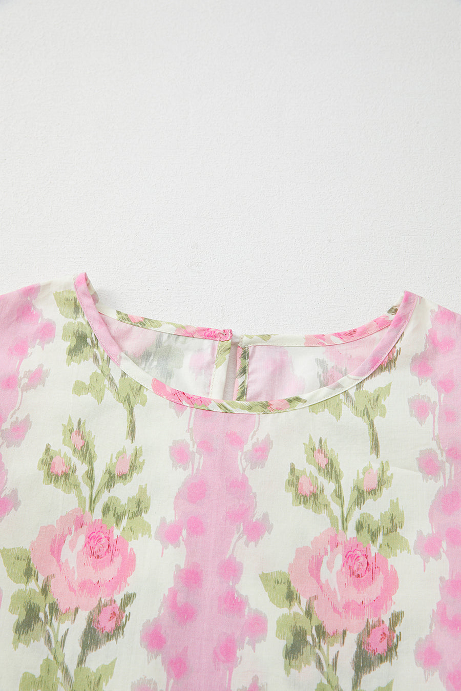 Pink Rose Layered Ruffle Short Sleeve Blouse