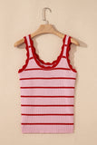 Scalloped Edge Striped Ribbed Tank Top- 2 Colors