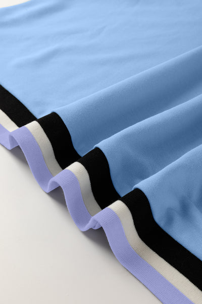 Purple Orchid Contrast Trim V Neck Sleeveless Mini Dress