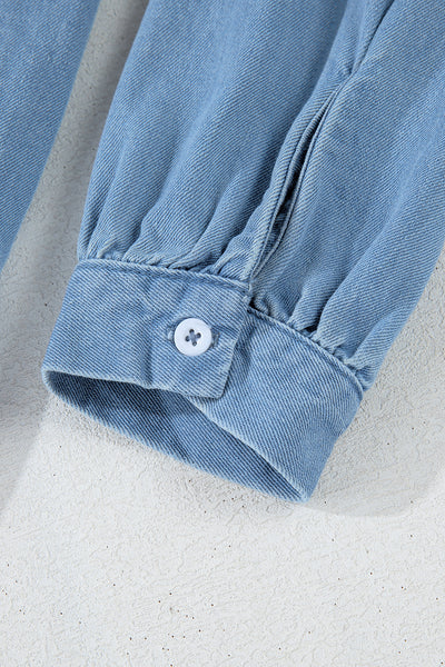 Beau Blue Washed Raw Hem Denim Shirt Dress