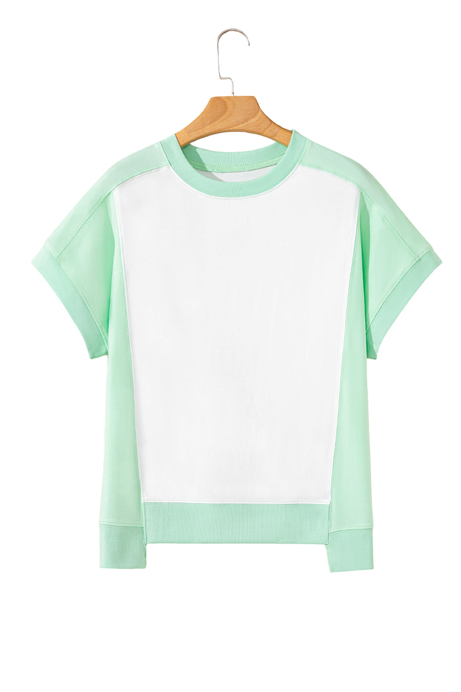 Color Block Exposed Seam Patchwork Crew Neck T-Shirt- 2 Colors