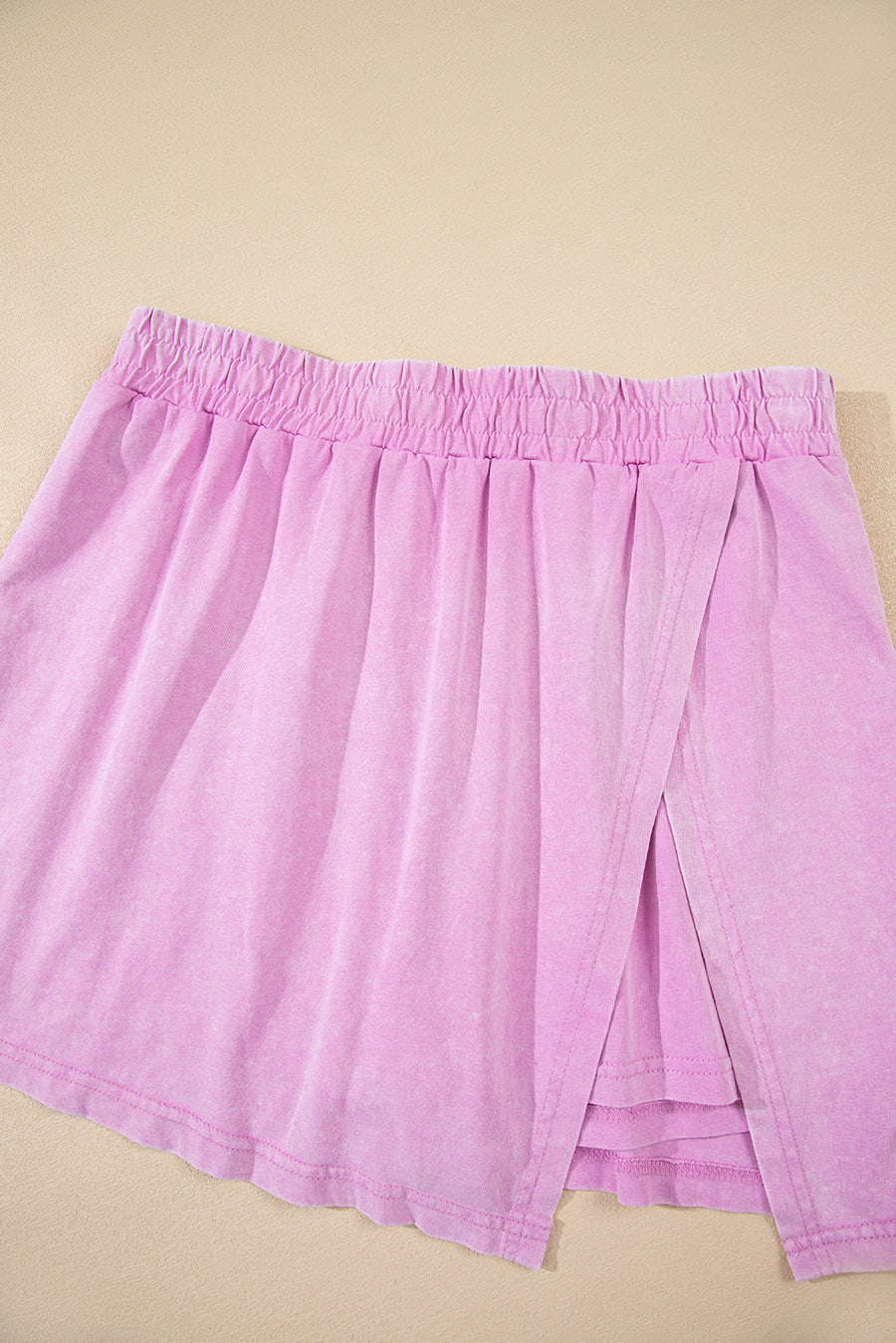 Yellow Cream Solid Color Washed Sleeveless Top Split Skort Cotton 2pcs Outfit