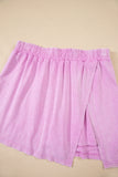 Yellow Cream Solid Color Washed Sleeveless Top Split Skort Cotton 2pcs Outfit