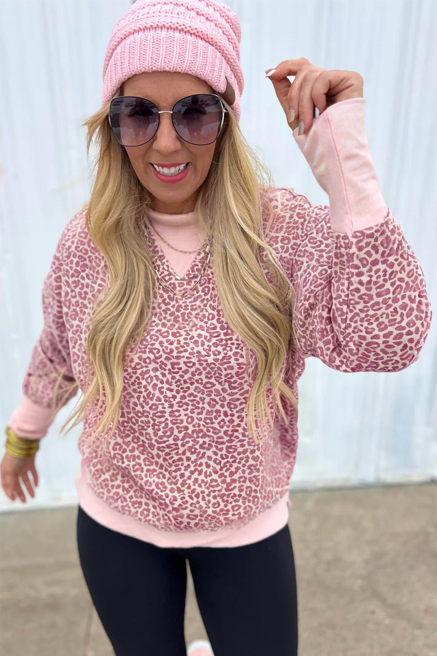 Leopard Print Patchwork Crew Neck Sweatshirt- 3 Colors