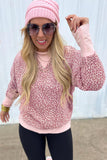Leopard Print Patchwork Crew Neck Sweatshirt- 3 Colors