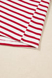 Red & White Striped Ruffle Shoulder Long Sleeve Top