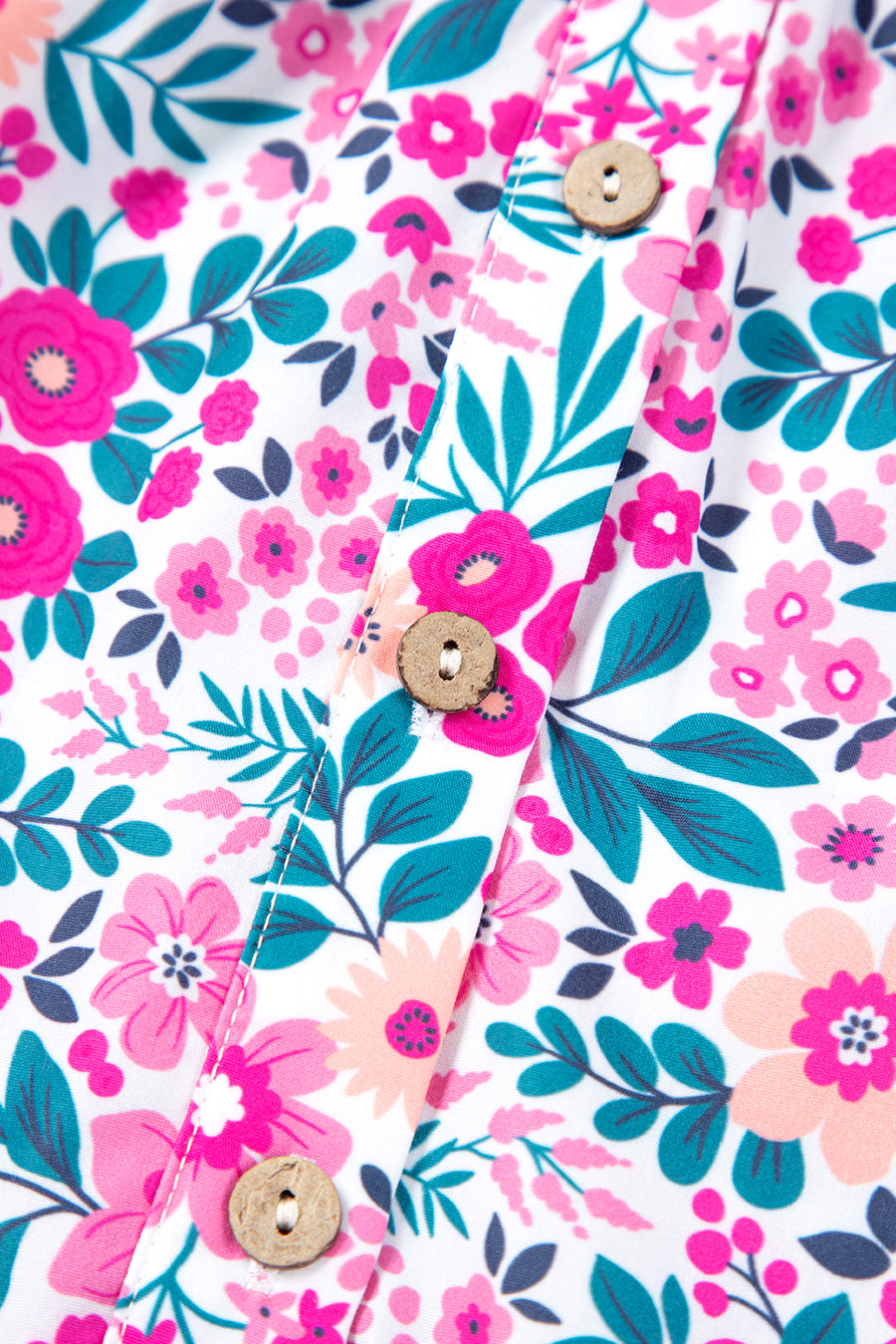 Plus Size Pink Multi Floral Button-Up Puff Sleeve A-Line Mini Dress