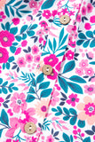 Plus Size Pink Multi Floral Button-Up Puff Sleeve A-Line Mini Dress