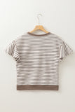 Striped Ruffle Sleeve Crew Neck T-Shirt- 3 Colors