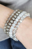 Gray Glass Beaded Stretch Bracelet