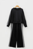 Varsity Striped Cropped Sweatshirt and Wide Leg Pants Matching Set- 5 Colors