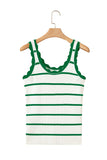 Scalloped Edge Striped Ribbed Tank Top- 2 Colors