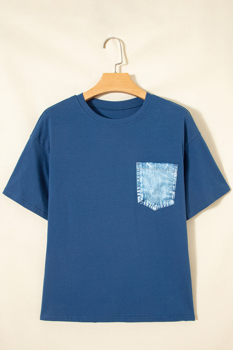 Printed Denim Chest Pocket Graphic T-Shirt- 2 Colors