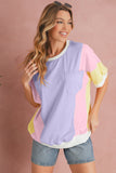 Pastel Color Block Patchwork Oversized T-Shirt