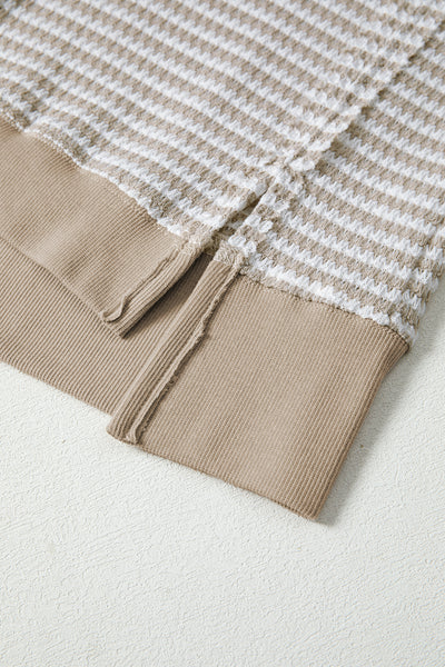 Striped Ribbed Exposed Seam Long Sleeve Oversized Top- 3 Colors