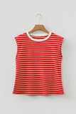 Striped Ribbed Crew Neck Muscle Tee- 2 Colors