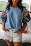 Stars and Stripes Contrast Puff Sleeve Top- 2 Colors
