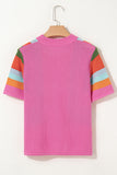 Color Block Openwork Knit T-Shirt