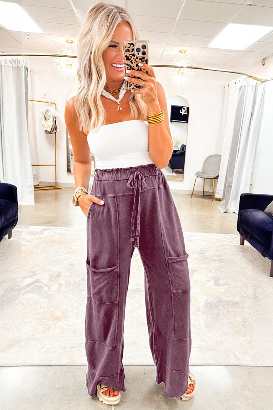 Mineral Wash High Waist Cargo Sweatpants- 3 Colors
