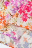 Multicolored Floral Print Notched V-Neck Puff Sleeve Tiered Mini Dress