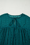 Evergreen Sheer Lace Balloon Sleeve Babydoll Blouse