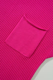 Green Pocket Ribbed Knit Short Sleeve Sweater- 9 Colors