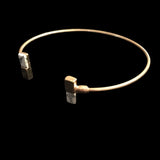 Dainty Gold Tone Cuff Bracelet with Natural Stones- White