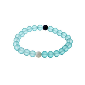 Bead & Pearl Stretch Bracelet- Turquoise