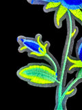 Blue Rose Patch-Multi Blue & Green