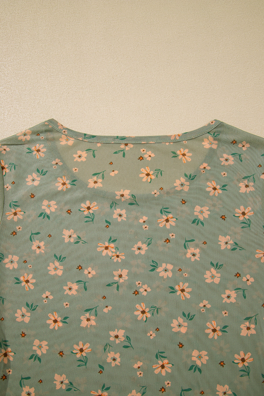 Floral Print Mesh Slim Fit Long Sleeve Blouse- 2 Colors