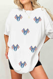 White Sequin American Flags and Bows Tunic Shift T-Shirt